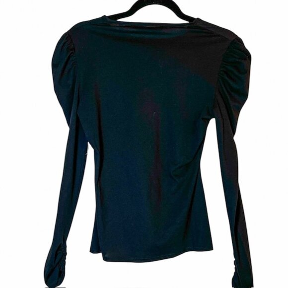 Rebecca Taylor Black Puff Sleeve Long Sleeve Top Size Small - Picture 2 of 9